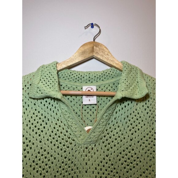 NWT Dandy Del Mar Pistachio Crochet Shirt Large - Picture 6 of 9